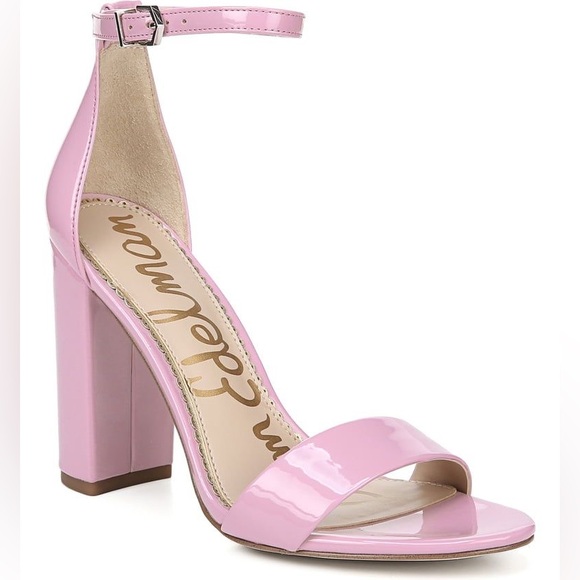 NEW Sam Edelman Yaro Heels Sandals Ankle Strap Patent Pink Girly Women’s 9.5 - Picture 2 of 10